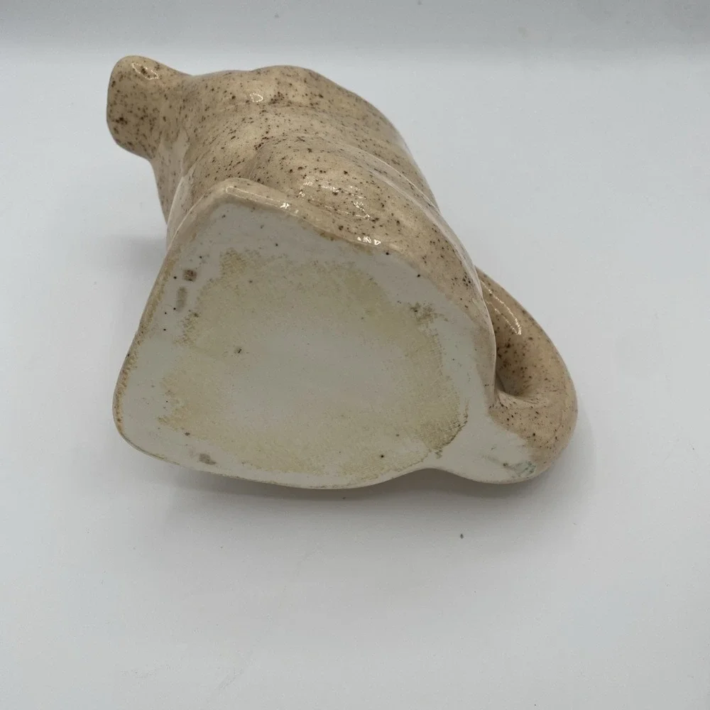 Vintage Dog Teapot Ceramic Glazed Paw Spout Beige Brown Labrador 7.5x5